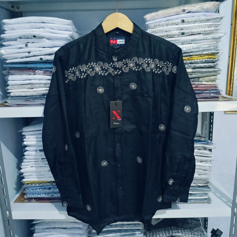 KEMKO N ONE ERKAPE KEMEJA KOKO TANGAN PANJANG PRIA DEWASA BAJU KOKO KEKINIAN KEMEJA MUSLIM SLIM FIT