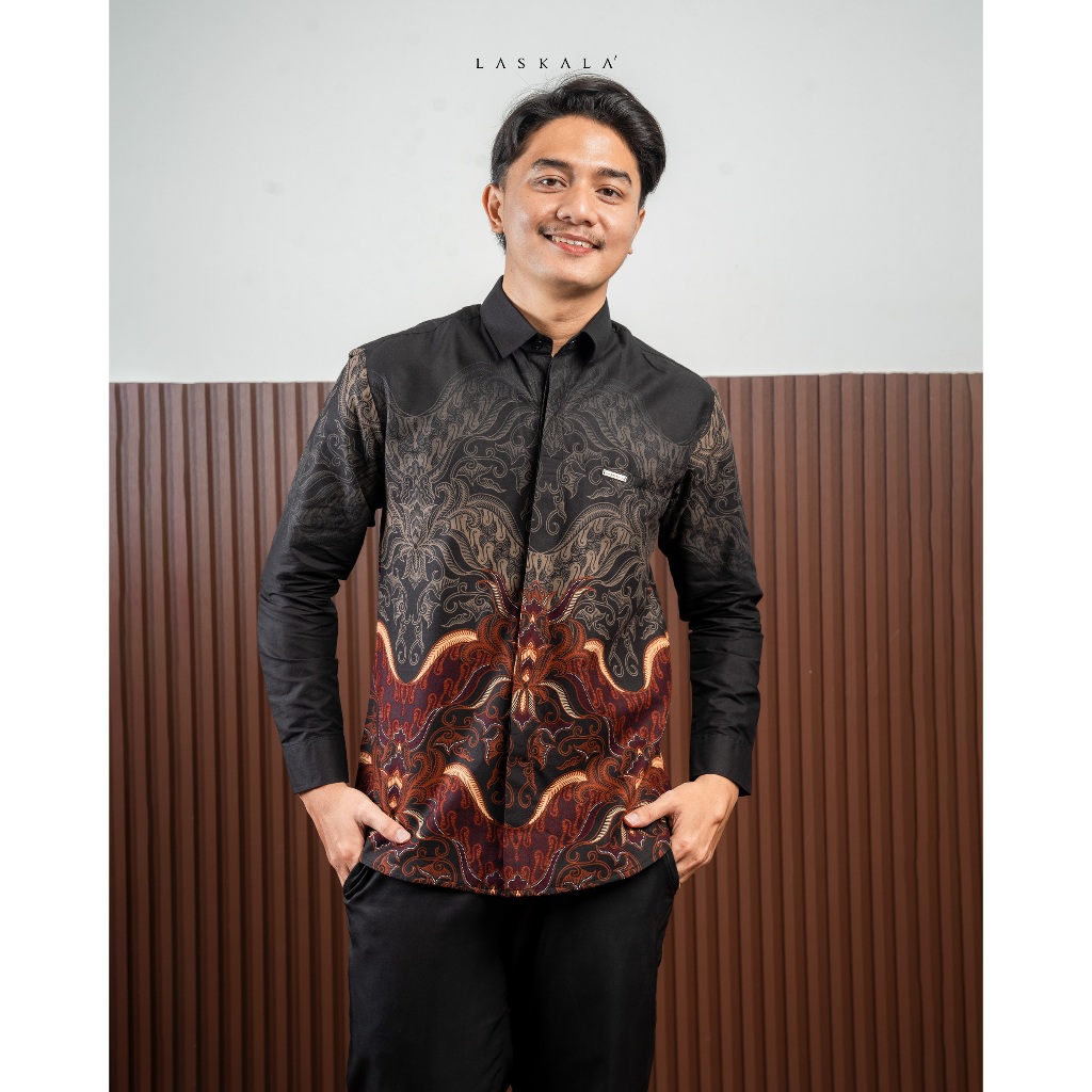 Laskala Batik Premium Ajisaka Kemeja Batik Pria Slimfit Lengan Panjang