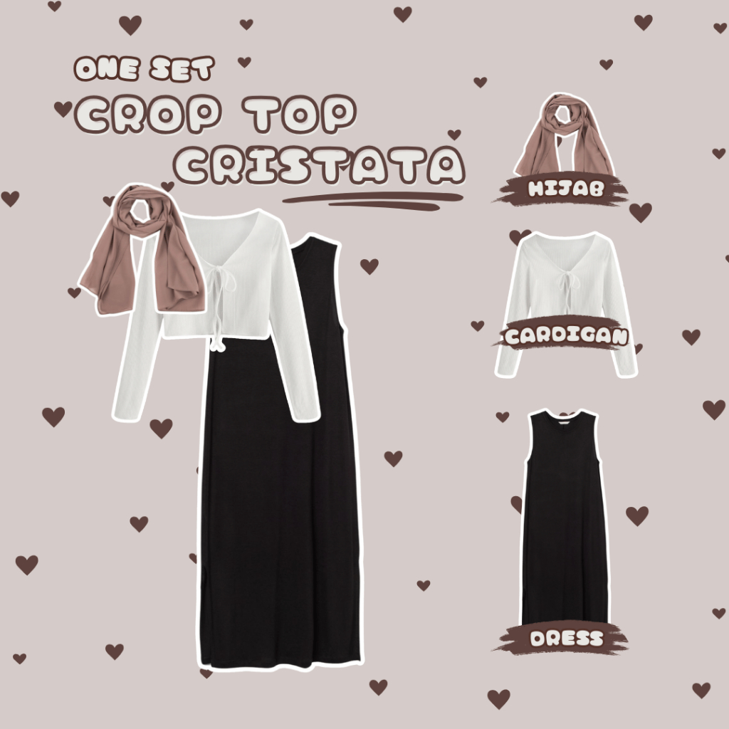 One Set Crop Top Cristata Cardigan Dress Best Quality