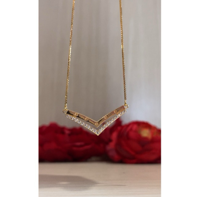 kalung v shape double kadar emas 8 karat 375