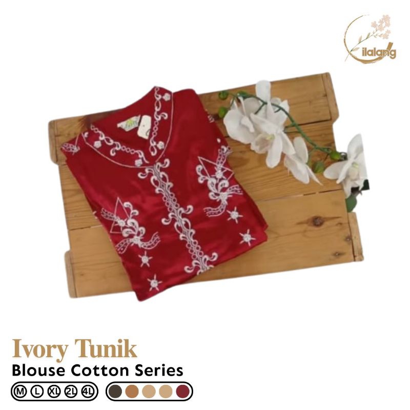 Ivory Kebaya Katun Satin Baju Panjang Wanita - Ilalang Store