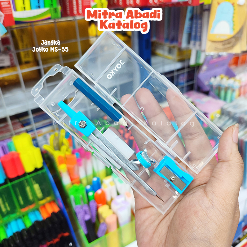 

JANGKA JOYKO MS-55 / 1 set ms55 jangka math set bahan plastik warna pastel mekanik pensil kayu rautan jangka compass matematika alat tulis sekolah atk kantor kuliah stationery lengkap murah / mitra abadi katalog jogja