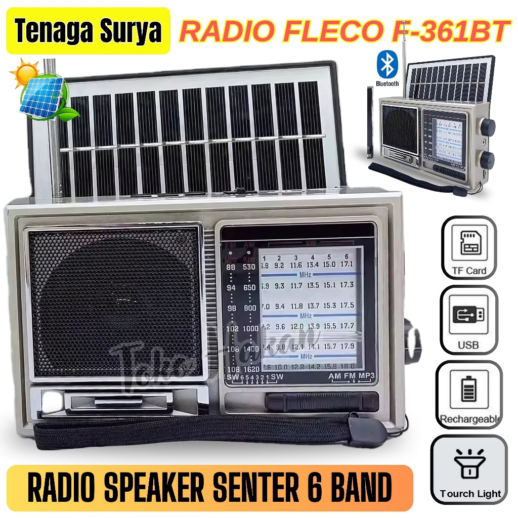 Radio Bluetooh Multifungsi Fleco F-361 Bisa Bluetooth Speaker + Senter Led + Lampu Led / Radio Clasi