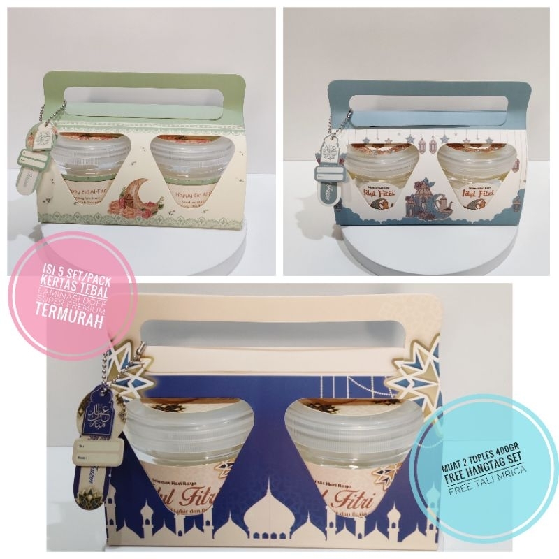 

5 set BOX HAMPERS TOPLES DOUBLE 400gr KUE KERING LEBARAN IDUL FITRI TERMURAH