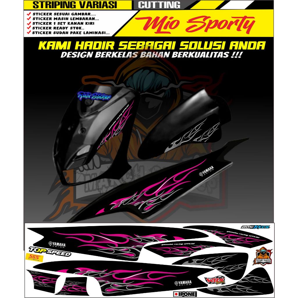 STRIPING VARIASI MIO SPORTY API ARAI SIMPLE STICKER MOTOR