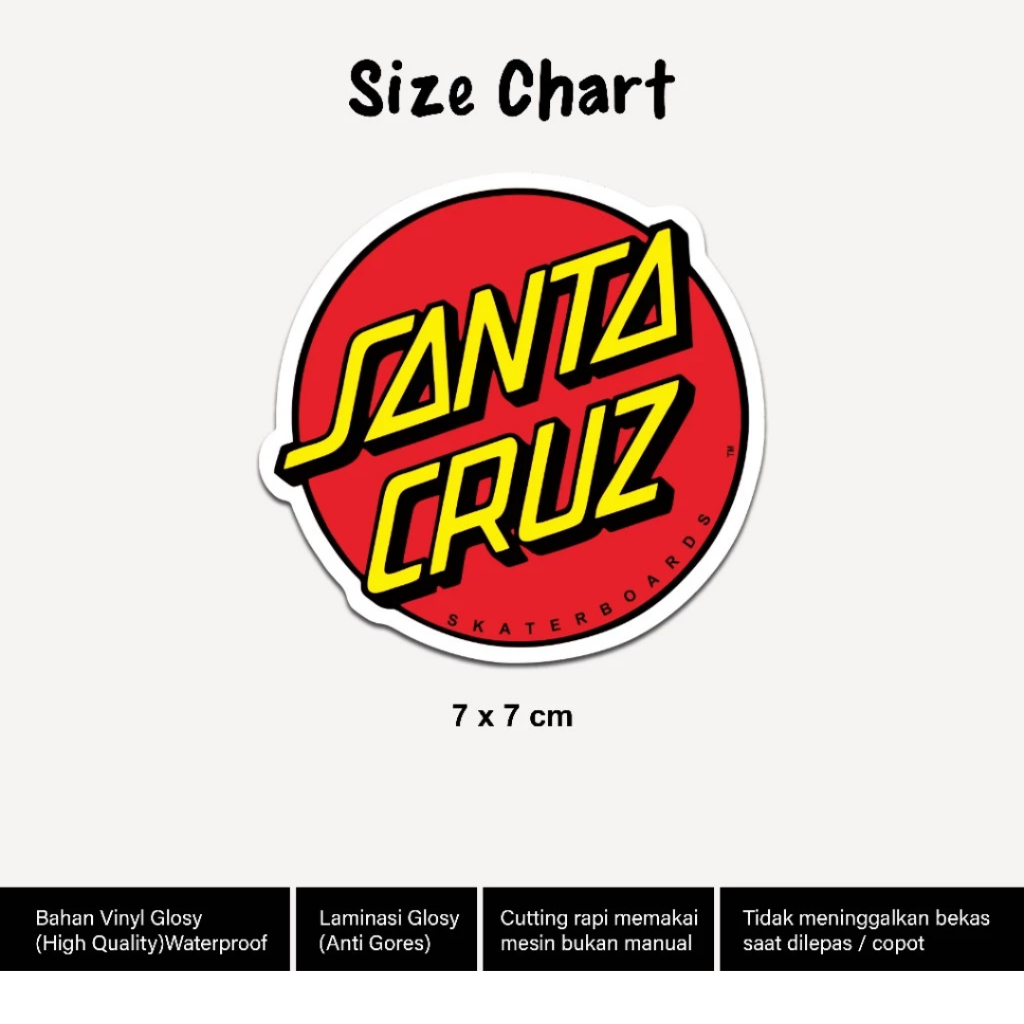 

Stiker Logo Santa Cruz Aesthetic Vintage Anti Air Sticker Brand Vinyl Glossy Helm Motor Hp Koper