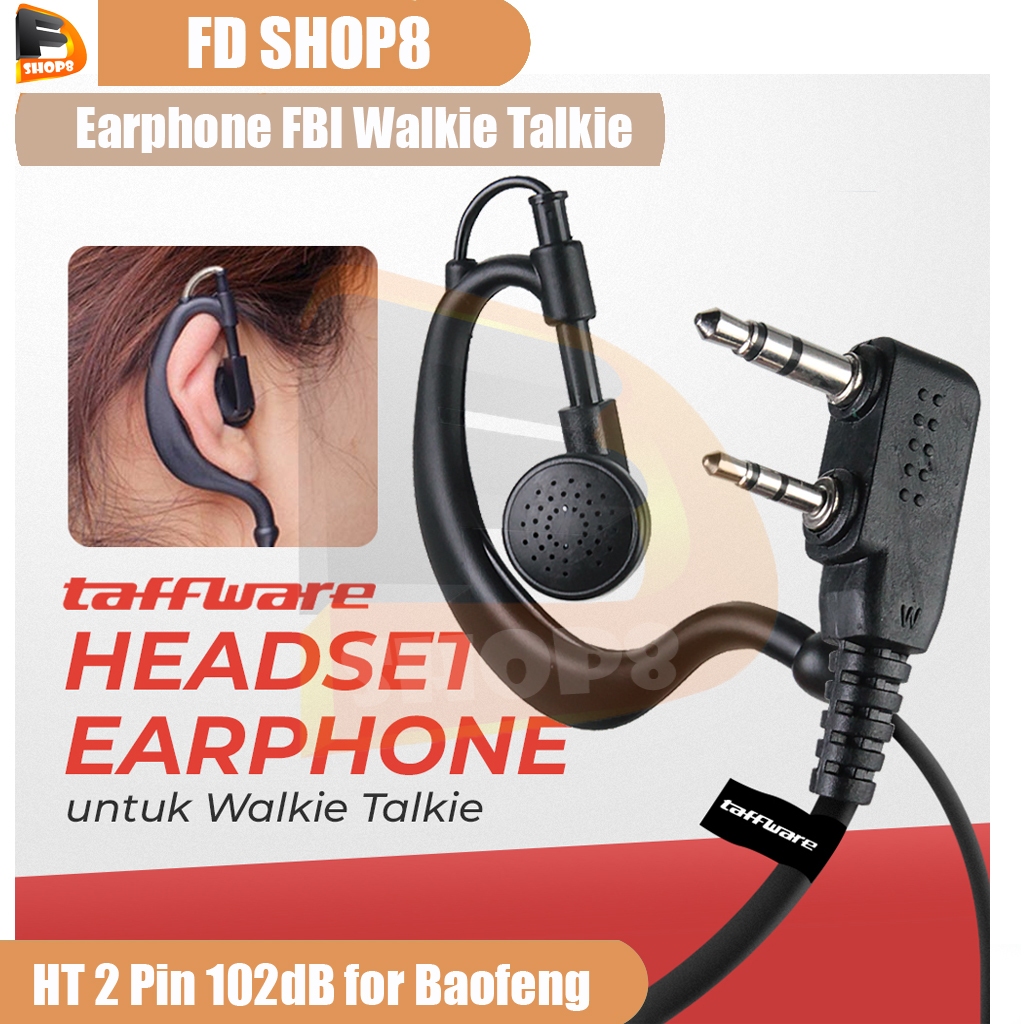 Taffware Headset Earphone FBI Walkie Talkie HT 2 Pin 102dB for Baofeng - K0459 Taffware Headset Earp