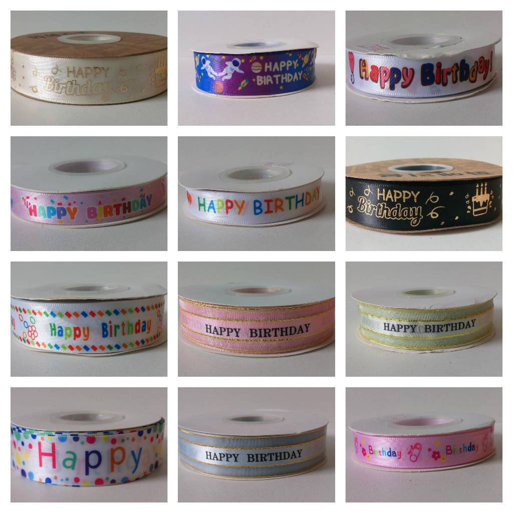 

Pita Ulang Tahun Ultah Birthday Ribbon Aksesoris Hampers Souvenir Pesta 1.5CM 2.5CM 25YARD 50YARD