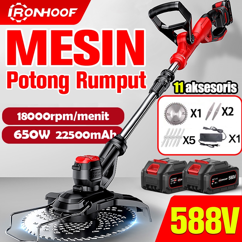 IRONHOOF 588V Mesin Potong Rumput Baterai Mesin Rumput  Pemotong Rumput Mesin Pemotong Rumput