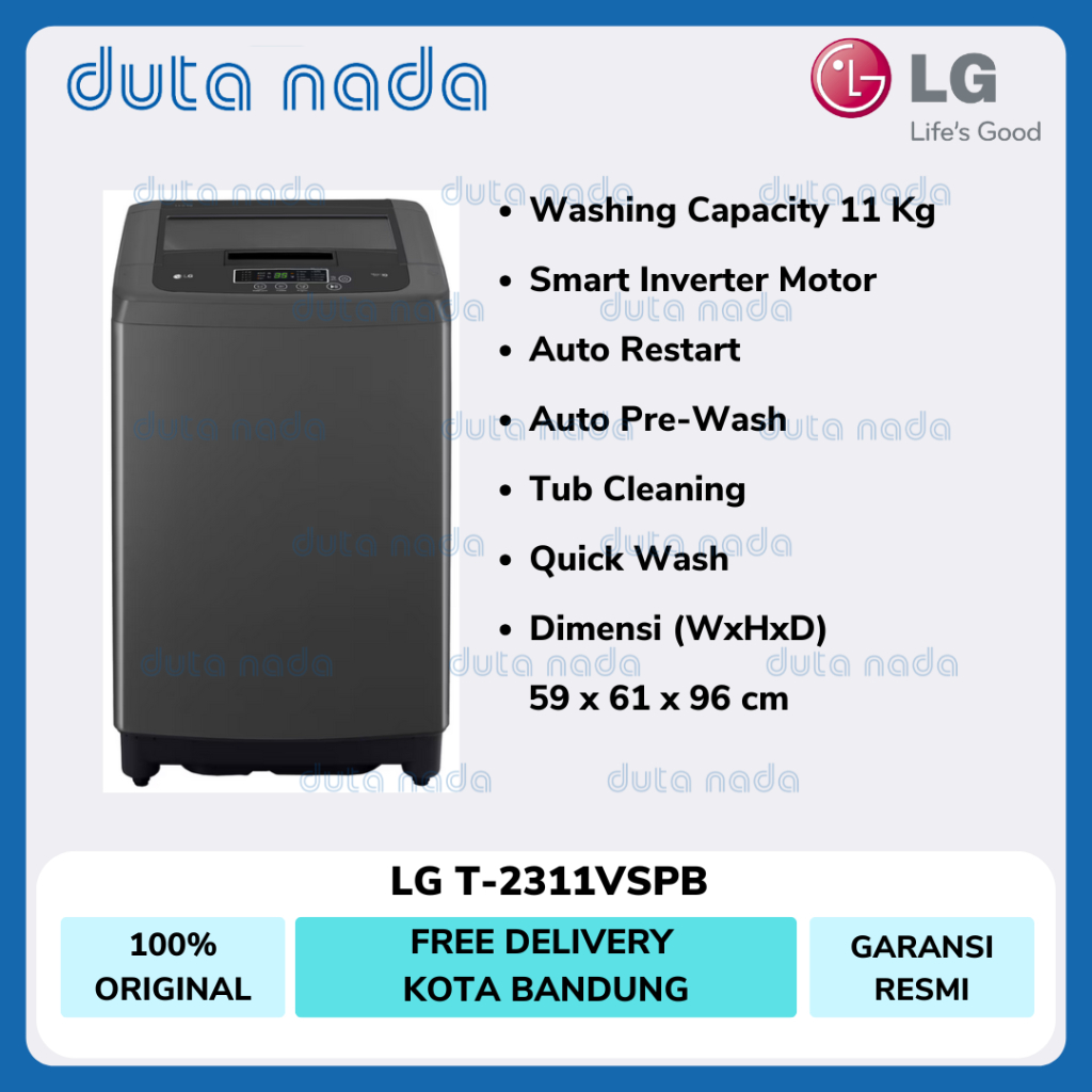 LG Mesin Cuci Top Loading 11 Kg T2311VSPB / T-2311VSPB