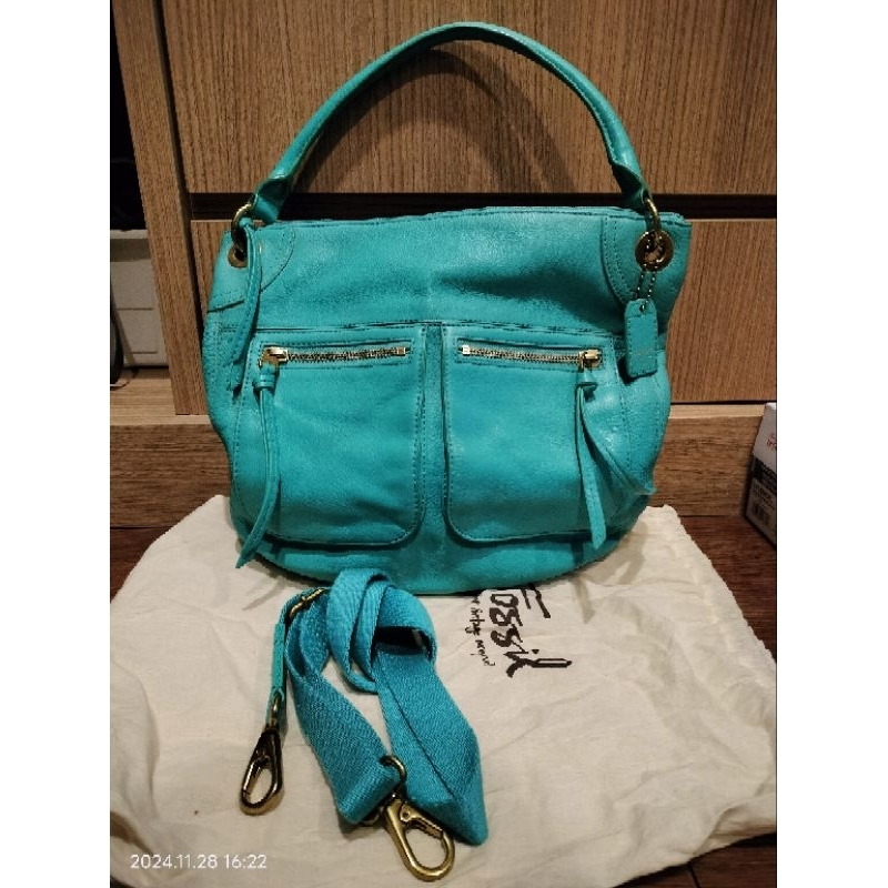 Preloved tas wanita branded warna hijau tosca