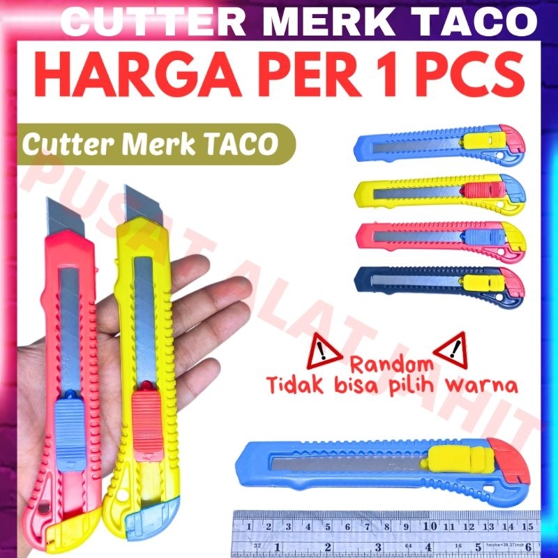 

Cutter taco alat potong pemotong cutter cuter cater kater pisau piso tajam craft crafting stationery kertas kardus plastik warna warni per pcs
