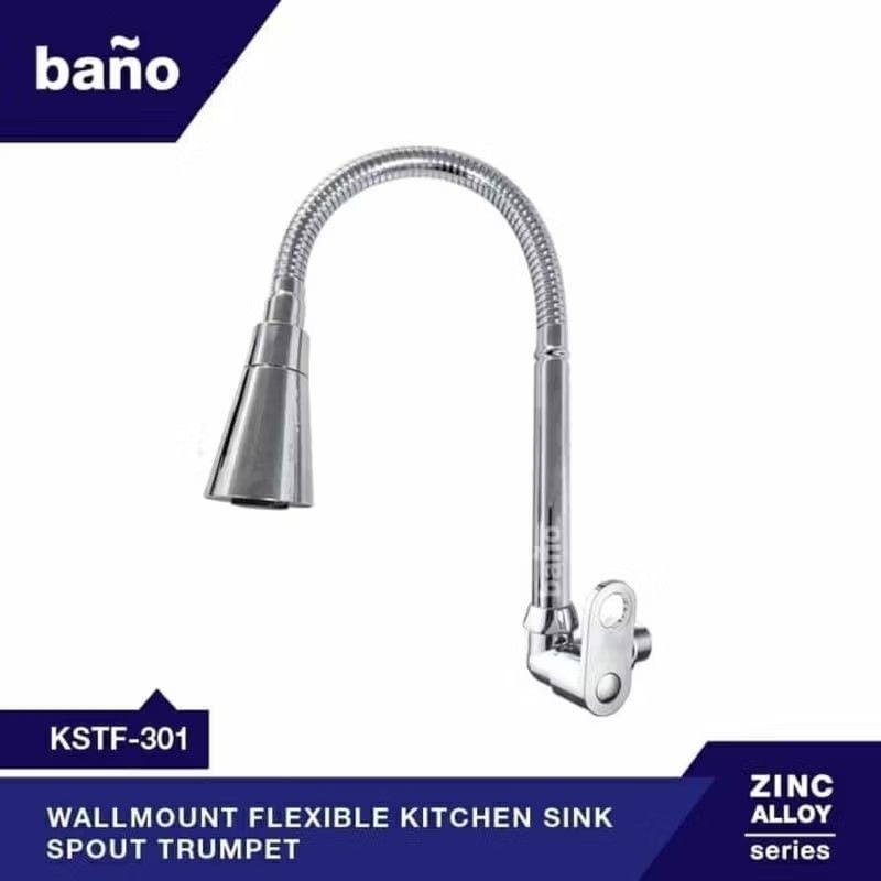 Kran Kitchen Sink Fleksibel Tembok BANO KSTF-301 | Kran Dinding Dapur Cuci Piring