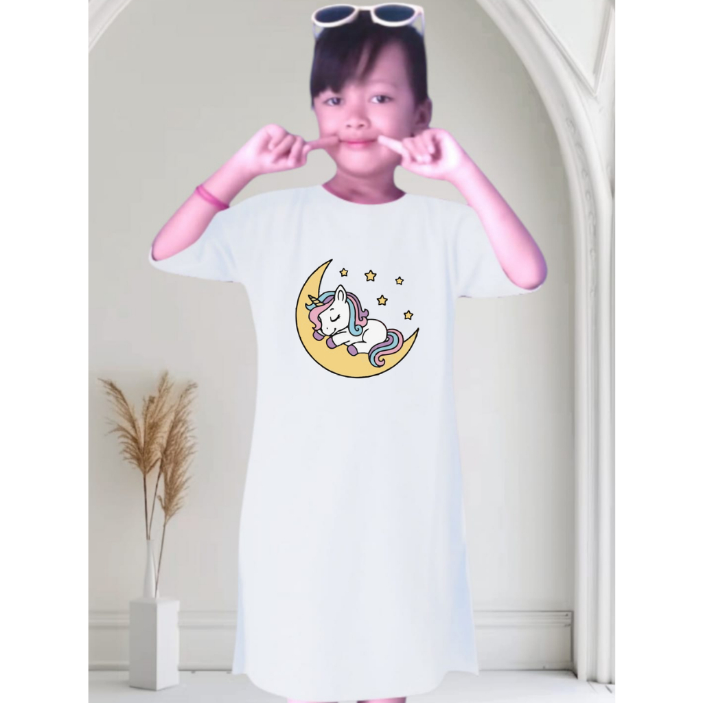 Baju anak| Dress Anak perempuan | Tunik anak Perempuan Katun 24s | kaos anak | atasan anak|PUTIH
