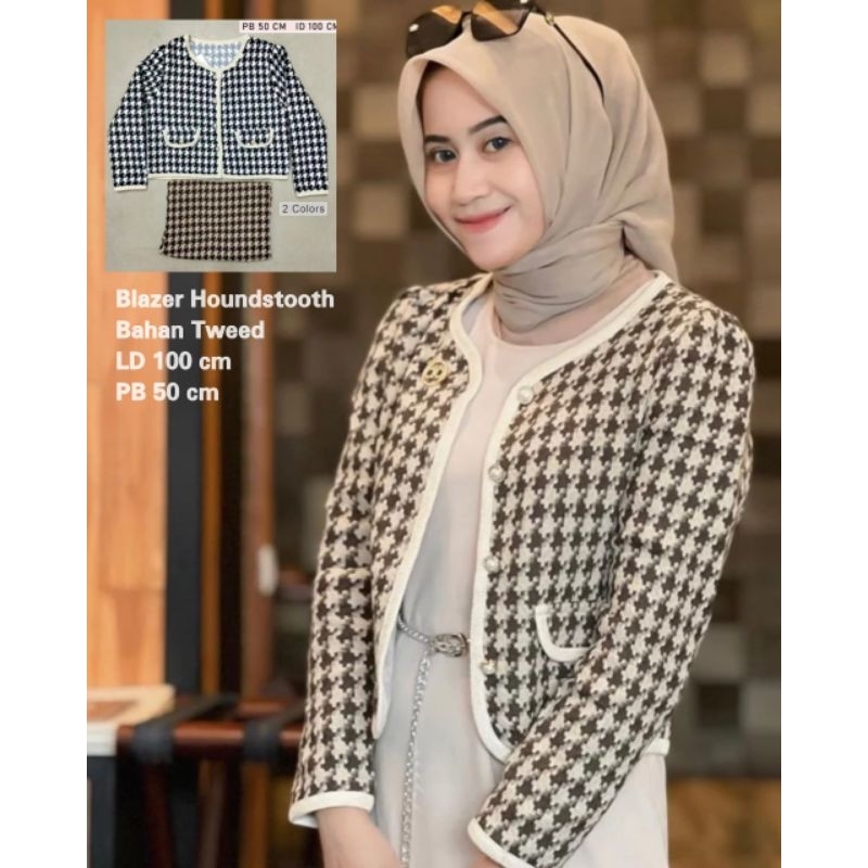 BLAZER TWEED HOUNDSTOOTH ALA KOREAA