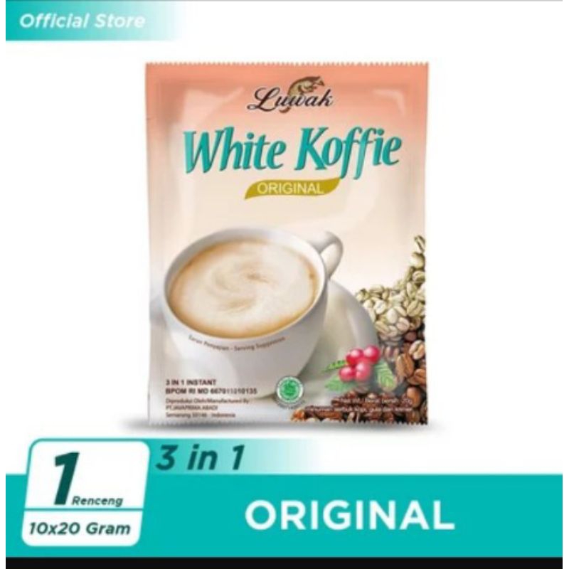 

Luwak White Coffe kemasan Renteng isi 10 x 20 gram