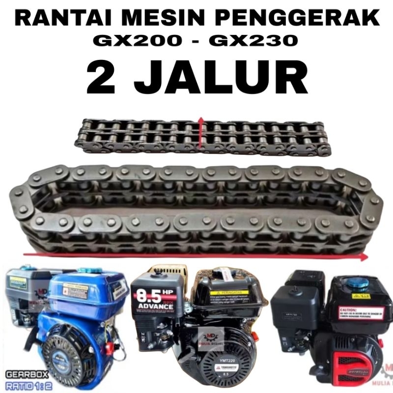 Rantai Chain Mesin Penggerak GX200 GX220 GX230 Putaran Lambat Rasio 1:2 Gearbox