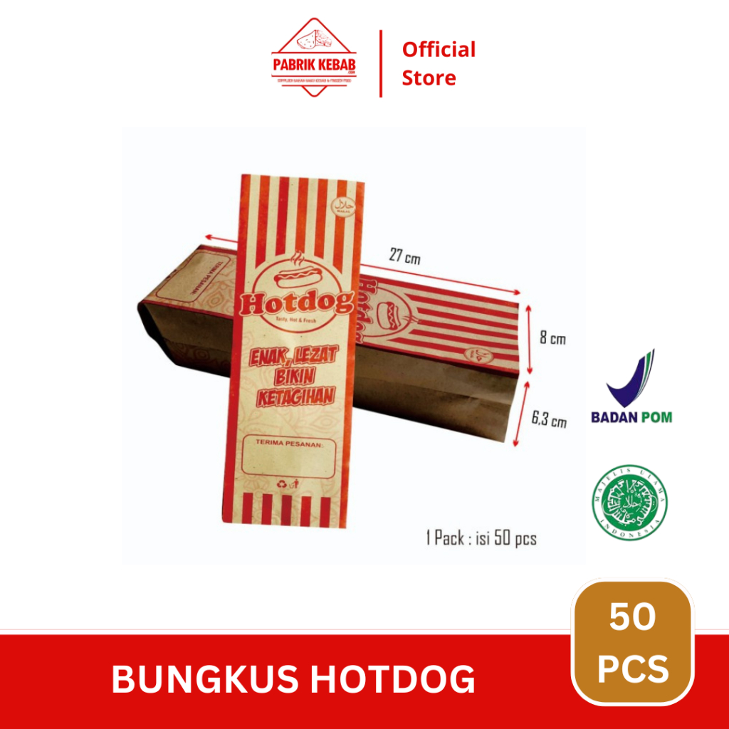 

Box hotdog Kemasan hotdog Bungkus hotdog Packing hotdog isi 50 pcs