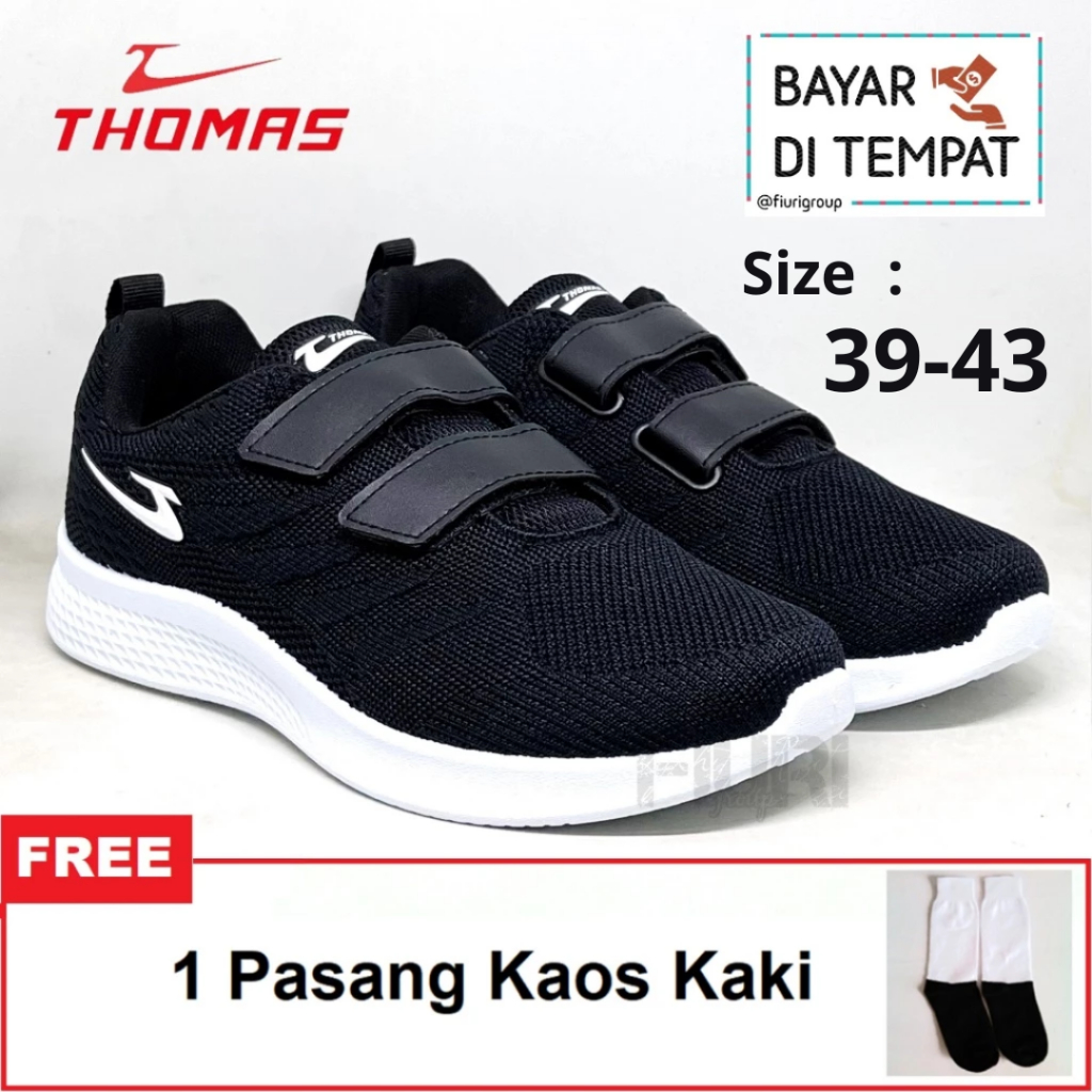 FIURI - THOMAS - M 8113 819 V PEREKAT 39-43 HITAM PUTIH - SEPATU SNEAKERS PEREKAT KANVAS SOL KARET L
