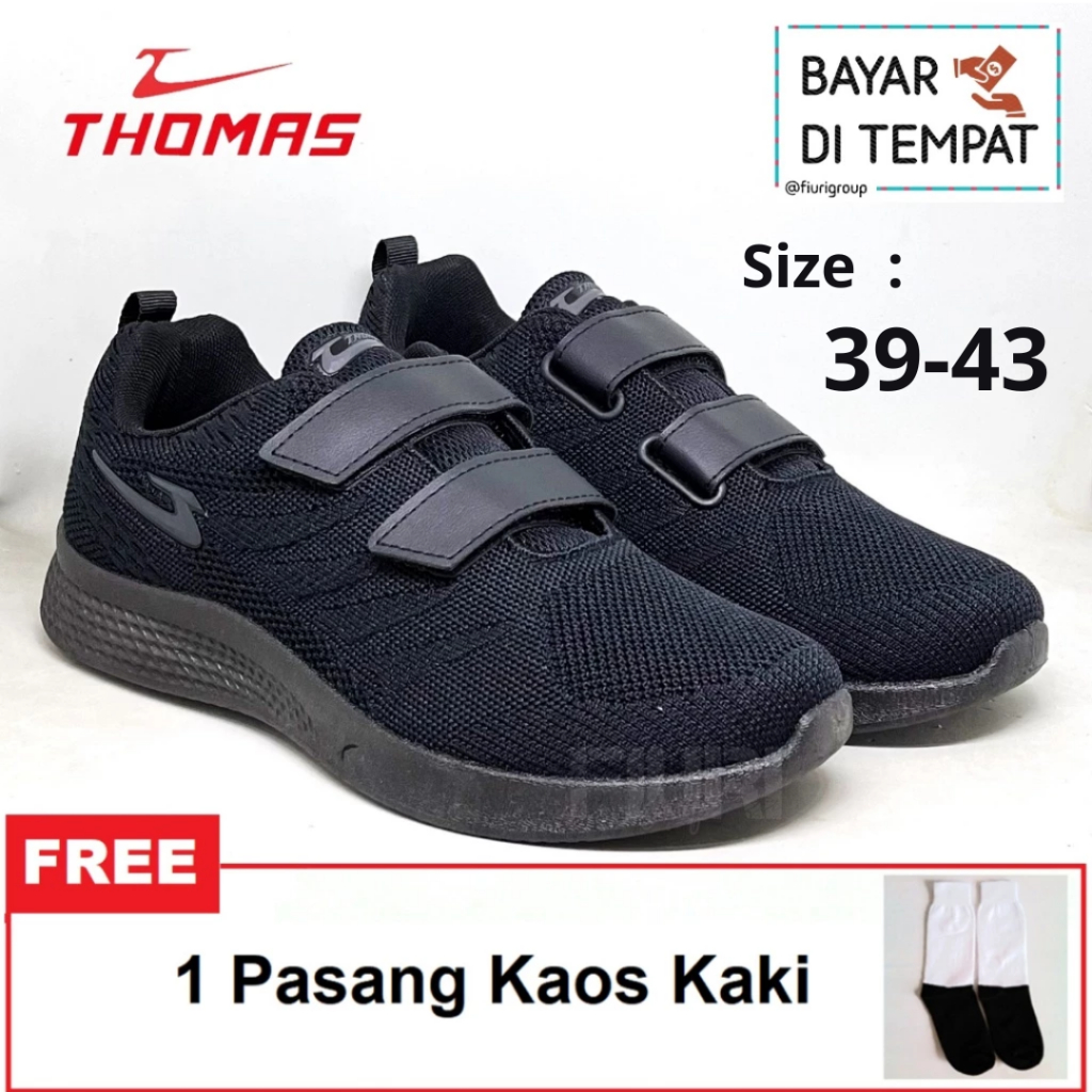 FIURI - THOMAS ORIGINAL - M 8113 819 V PEREKAT 39-43 FULL HITAM - SEPATU SNEAKERS PEREKAT KANVAS SOL
