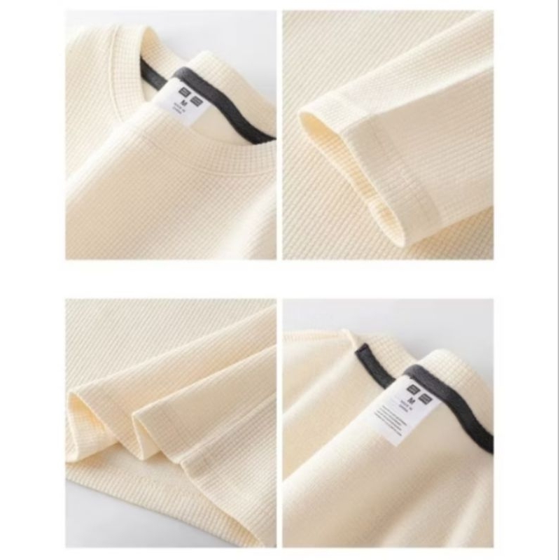 Kaos Polos Wafer Waffle Premium Pria | Kaos Wafer Pria Lengan Panjang | Kaos Wafer Waffle TERPOPULER