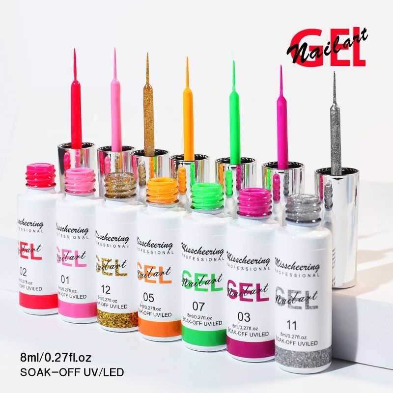 Set 12 Nail Gel Misscheering - Nail Gel Lukis Kuku - Kutek Gel 3D - Kutek Gel UV - Nail Gel UV - Kut