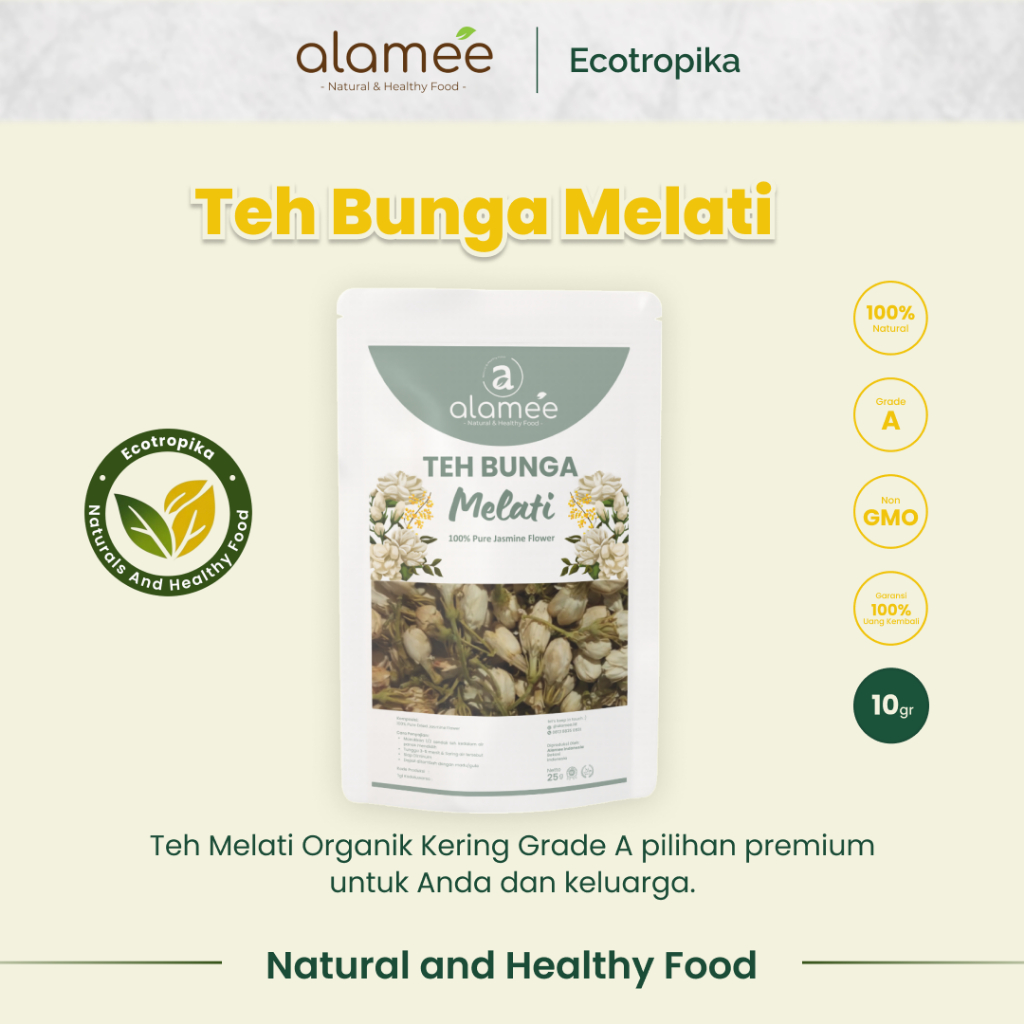 

Teh Bunga Jasmine LEAF ORGANIC Melati Kering Dried Tea Murni Organik Premium Kemasan 10gr