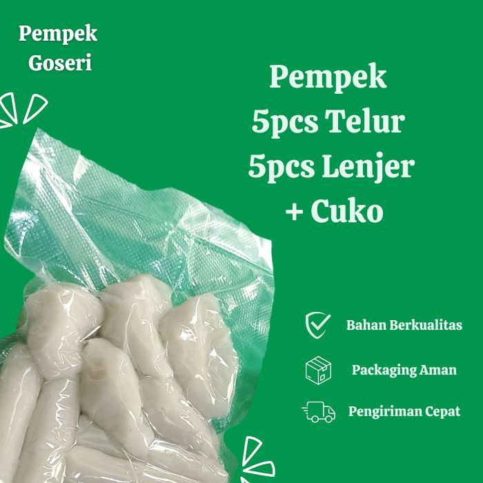 

Paket Pempek Isi 10 Pcs: 5 Telur Kecil & 5 Lenjer Kecil - Pempek Goseri