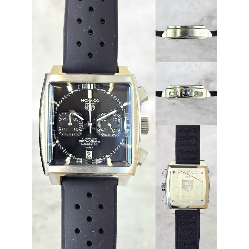 JAM TANGAN PRIA TAG HEUER MONACO RUBBER STRAP JAPAN QUARTZ SUPER QUALITY