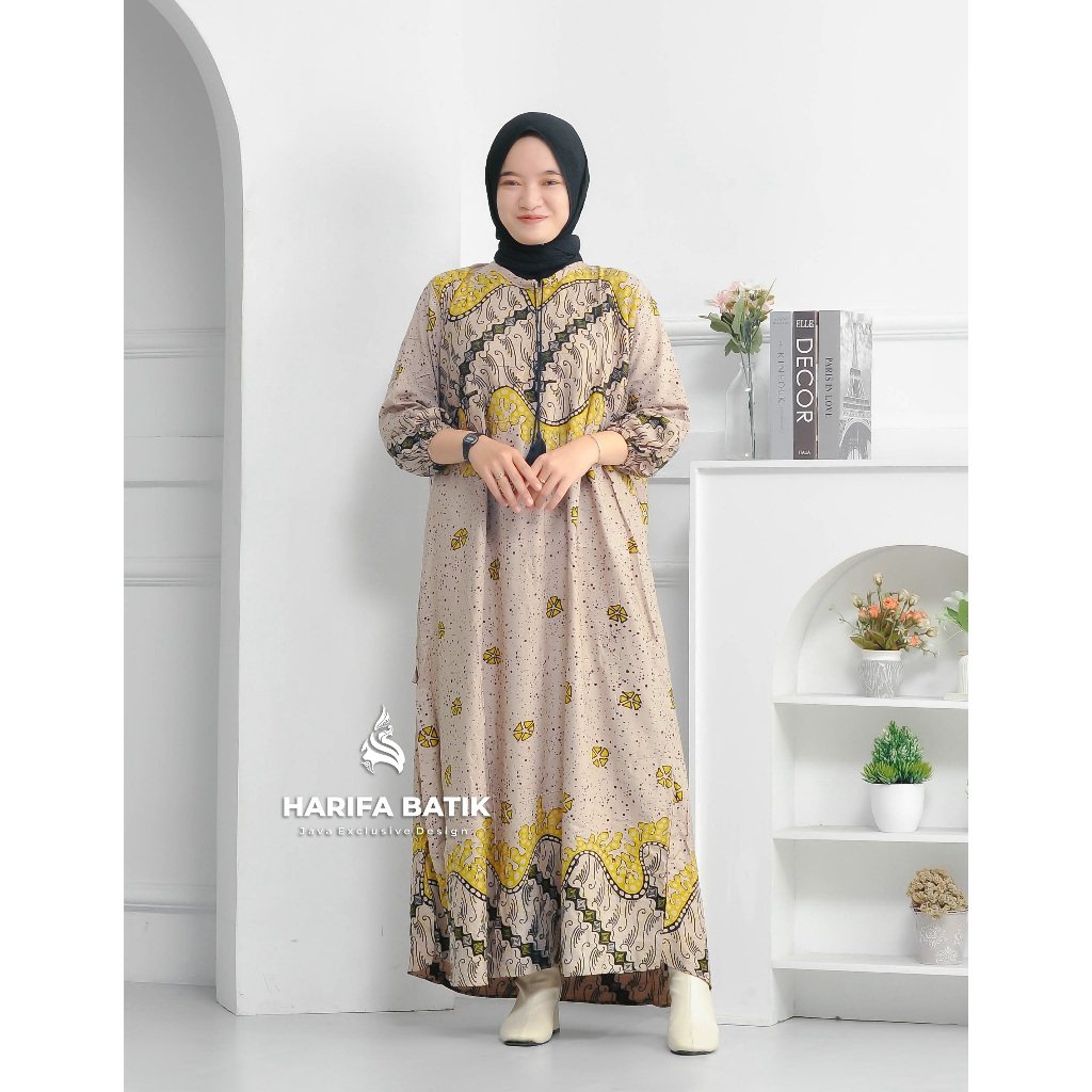 ADELIA Drees Panjang  Batik  Modern Gamis Casual Kekinian Rayon Premium
