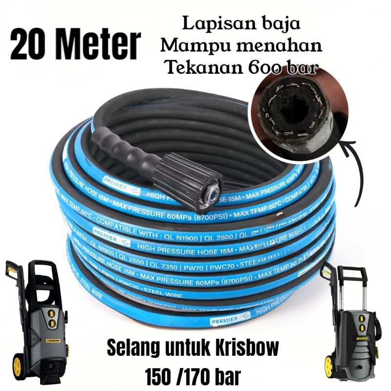 Selang Jet Cleaner Krisbow 150/170 Bar, Selang Premium, Selang high pressure Krisbow 150 Bar, selang