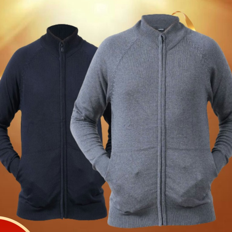 Jihani Sweater Rajut Pria Wanita Resleting Depan Sweter Polos Rajut Dewasa Woll Premium Cardigan