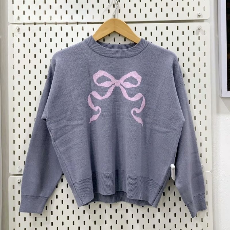 Jaket Wanita 3second Sweater Crewneck Rajut Pita Pita Coquette Snowdrop Original