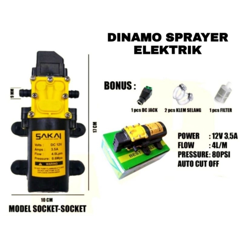 Dinamo sprayer elektrik alat cuci motor 12 volt