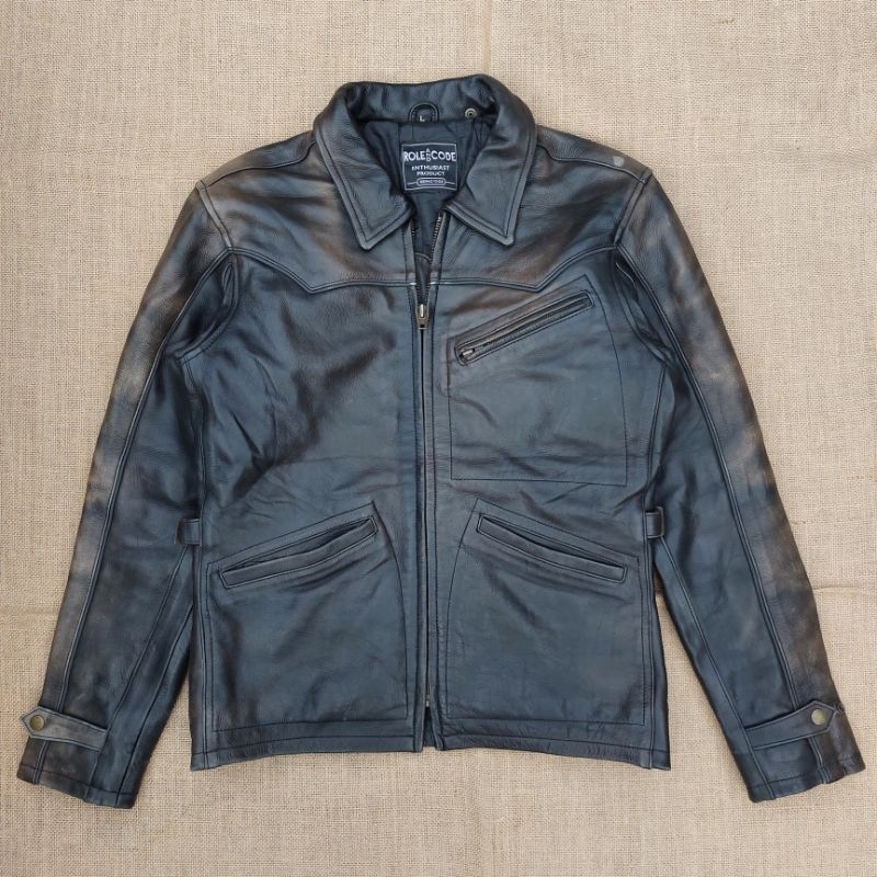 Role And Code Vintage Leather Jacket Biker Single Rider Caferacer Classic Retro Rugged Style no scho