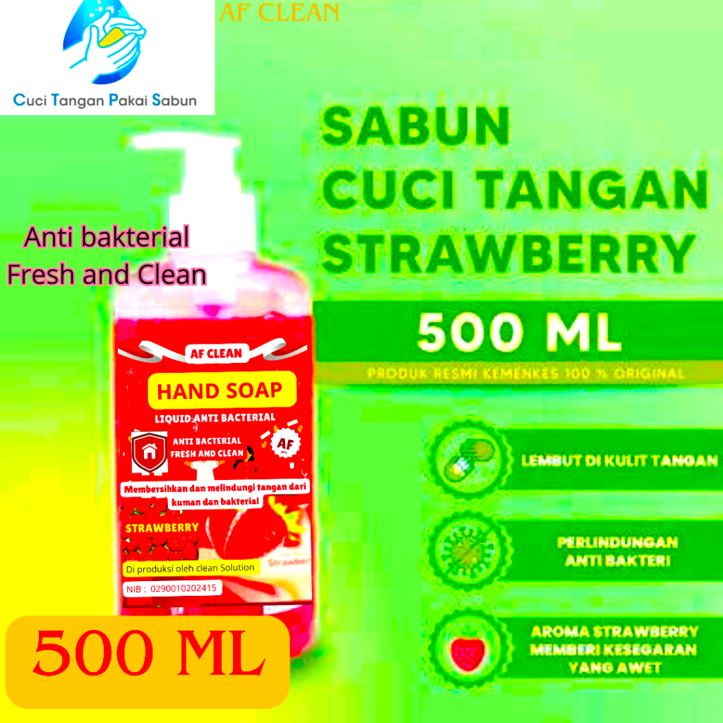 Sabun Cuci Tangan | Hand Soap Hand Wash Pump 500ml Strawberry  Sabun Cuci Tangan pump 500ml