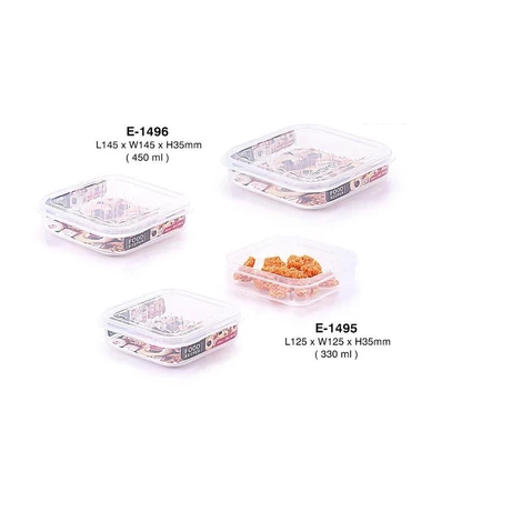 E-1495/E-1496 Elianware Square Food Keeper Wadah Makanan Transparan / Tempat Makanan / WadahTranspar
