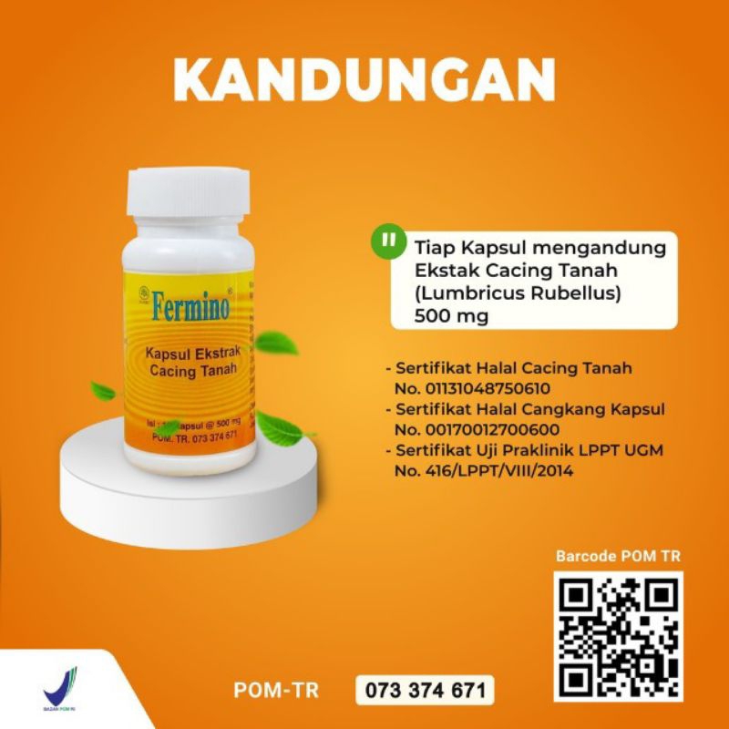 Fermino kapsul ekstrak cacing tanah 12 kapsul