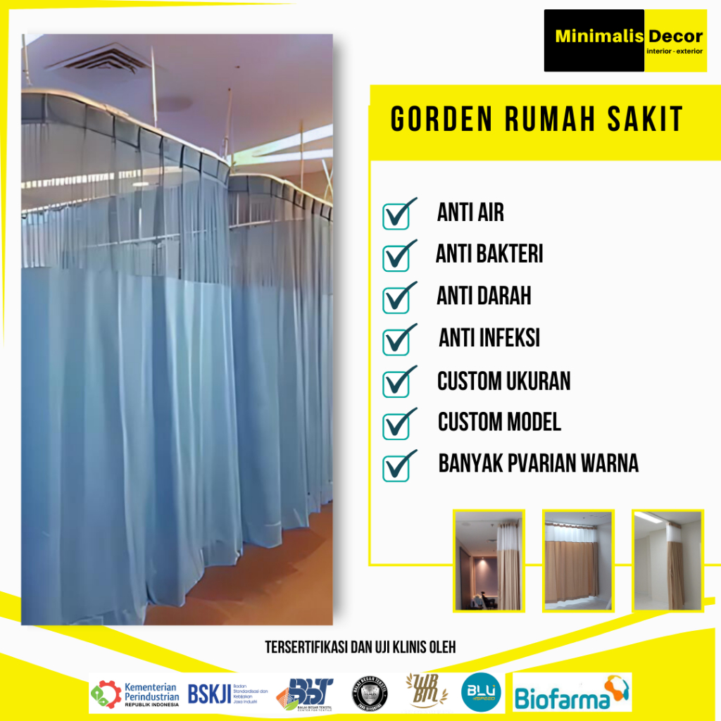 Gorden Rumah Sakit Dnexs Elite bahan Polyester - Tirai Sekat Ruangan Rumah Sakit