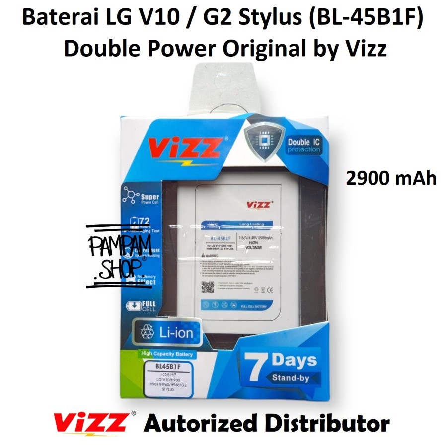Baterai Vizz Double Power Original LG V10 G2 Stylus BL-45B1F BL45B1F Batre Batrai Battery HP Handpho