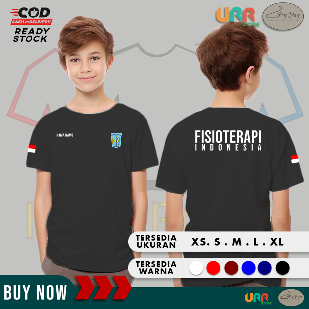 Kaos Anak Baju Fisioterapi Indonesia Gratis Tulis Nama Kamu | Cotton Combed 30s