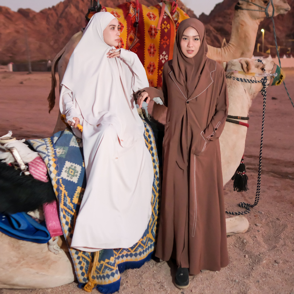 Lozy Hijab - Meena Abaya Outer (Set Outer dan Inner Haji dan Umrah Bahan Arabian Premium Cooltech)