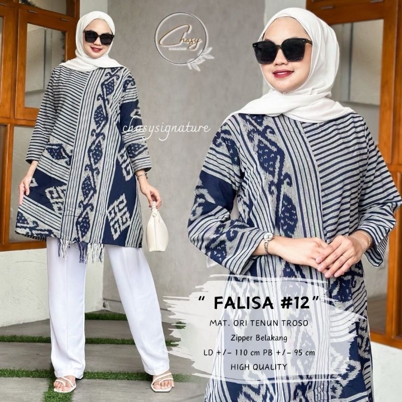 FALISA TUNIK TENUN / TUNIK LURIK BAHAN TENUN TROSO ORI / LONG TUNIK TENUN