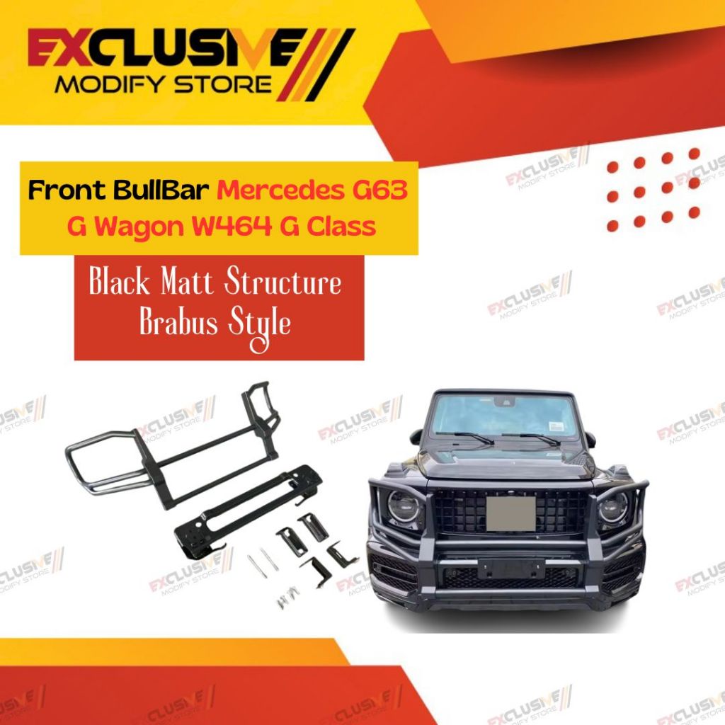 MERCEDES G63 G WAGON W464 G CLASS UPGRADE BULL BAR BRABUS STYLE PUSH BAR FRONT HEAVY-DUTY LOOK