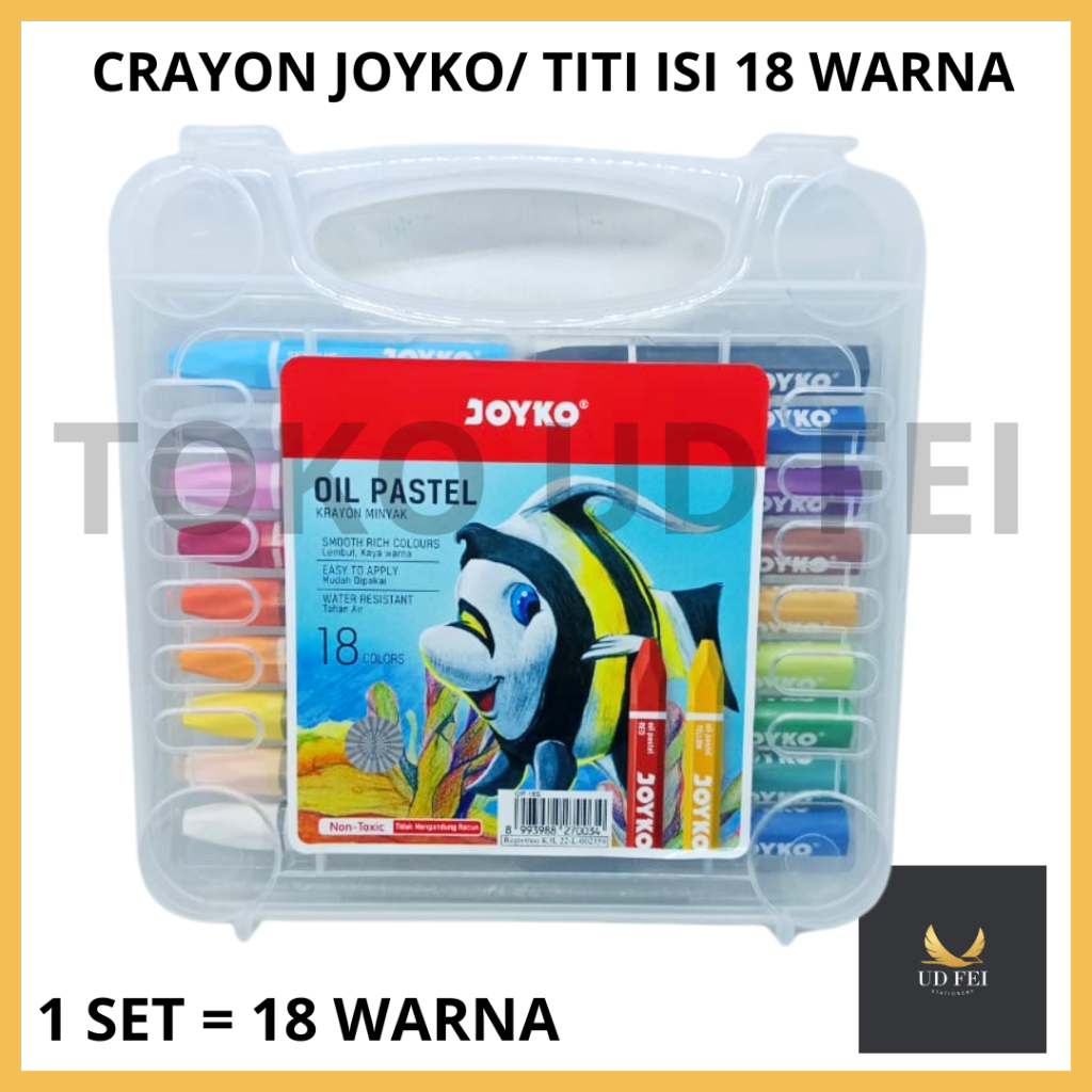 

(1 SET=18 WARNA) Crayon titi 18/ Crayon joyko 18/ Crayon 18 Warna/ Krayon Joyko 18