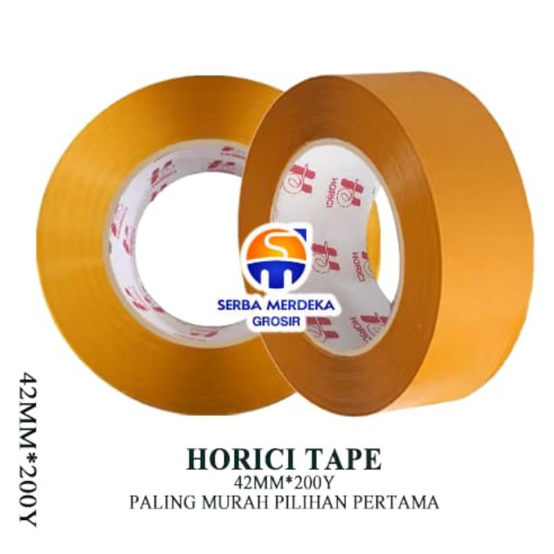 

ISOLASI LAKBAN COKLAT 42mm x 200Y MEREK HORICI ASLI MURAH SUPER CLEAR