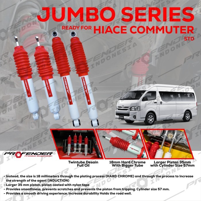 [JUMBO SERIES] Aksesoris Suspensi Shockbecker PROFENDER Twintube FULL OIL - Toyota Hiace Commuter 05