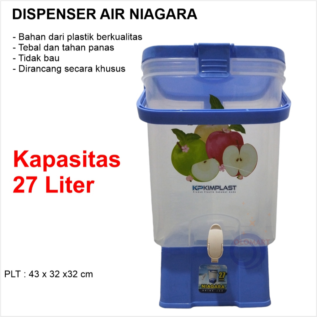 DISPENSER PLASTIK AIR NIAGARA KIMPLAST / DRINK JAR NIAGARA KIMPLAST 27 L (MODEL SEGI)