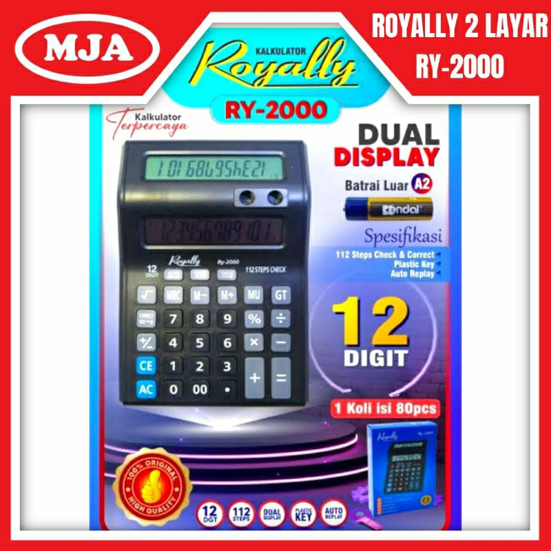 

KALKULATOR ROYALLY 2 LAYAR RY-2000