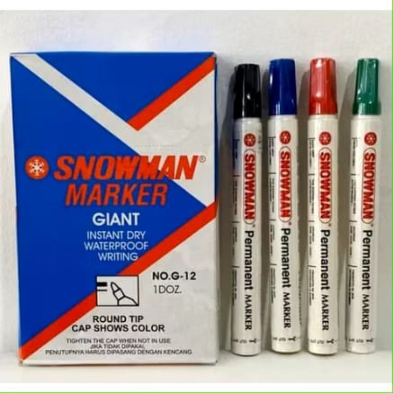 

Spidol Permanent Snowman Hitam , Biru, Merah